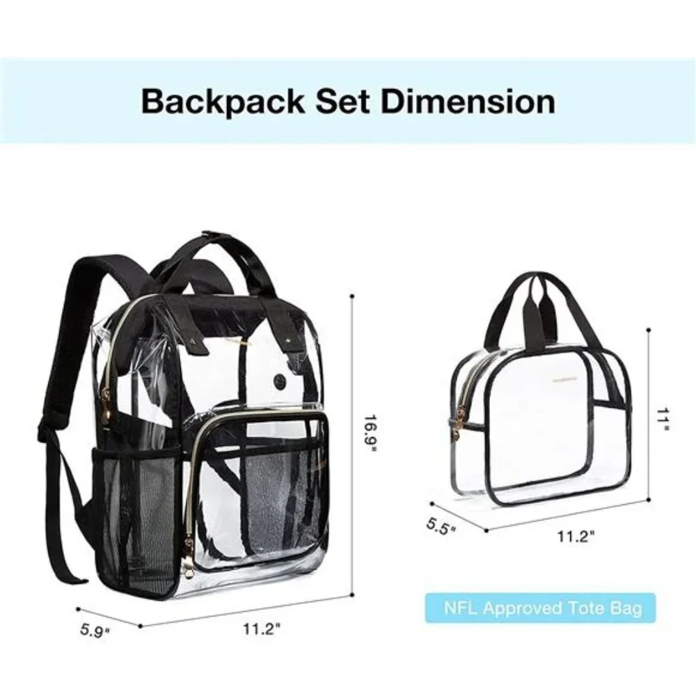 Clear Backpack Heavy Duty Transparent Backpack Set See Through Bookbags Durable